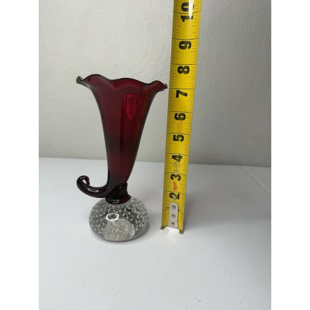 Pairpoint Ruby Vase Crystal Bubble Ball Connector Cadmium Glow